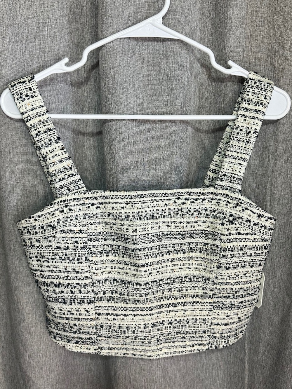 NWT Altar'd State Black & White Tweed Crop Top - Size Medium